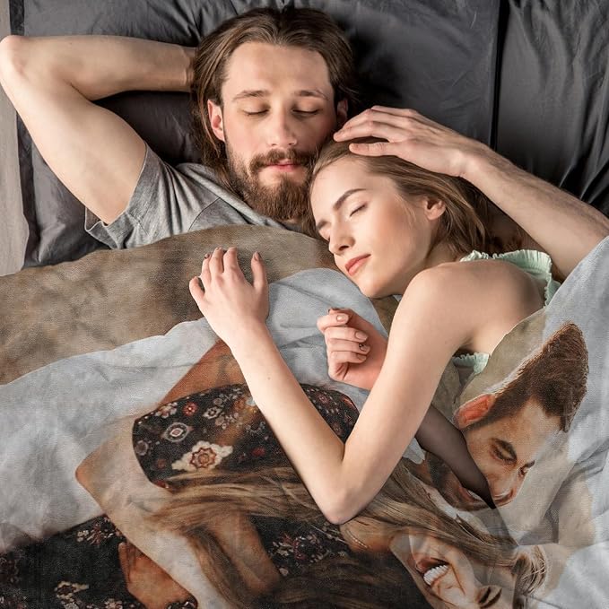Custom Blanket with Picture, Personalized Mother's Day Blanket with photos | Customized Flannel Throw Blanket Gifts for Mom Dad Couple Girlfriend Boyfriend Wife Husband Him/Her Christmas Birthday Gifts