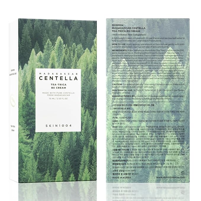 SKIN1004 Tea-Trica B5 Cream, Valentine Gifts, Korean Face Gel Moisturizer with Panthenol B5, Soothing & Hydrating Face Cream with Tea Tree & Madagascar Centella, Korean Skin Care 2.54 fl.oz / 75ml