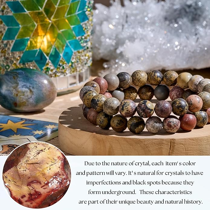 Bivei Natural Gemstone Semi Precious Healing Crystals Handmade Stretchy Round Beads Bracelet,Stocking Stuffers for Women Enhance Positive Energy