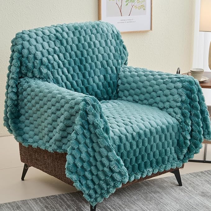 NEWCOSPLAY Fleece Clouds Cozy Queen Blanket for Couch, Light Teal, 90"x90" | Premium Silky Flannel Blanket, Soft Lightweight Fluffy Throw Blanket for Bed Sofa Decor, Gift for All Season Use