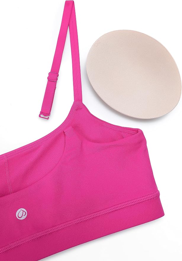 CRZ YOGA Butterluxe Adjustable Spaghetti Strap Sports Bras for Women - Scoop Neck Wireless Padded Yoga Workout Crop Top