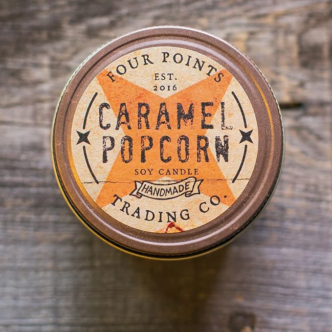 Caramel Popcorn 4 Oz Scented Soy Aromatherapy Candle w/Jar