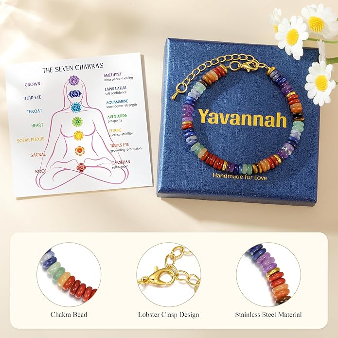 Yavannah Crystals and Healing Stones Beaded Bracelets Stress Relief Spiritual Gifts for Women