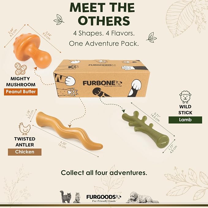 FURBONE Forest Feast Beef Flavored Nylon Dog Chew Bone, Small Medium Breeds