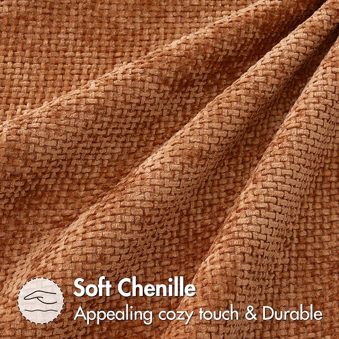 MIULEE Fall Decorative Orange Couch Throw Pillow Covers 20x20 Inch 2 Pack | Modern Boho Accent, Soft Chenille Pillow Covers, Farmhouse Cushion Cases for Home Decor Bed Sofa Living Room