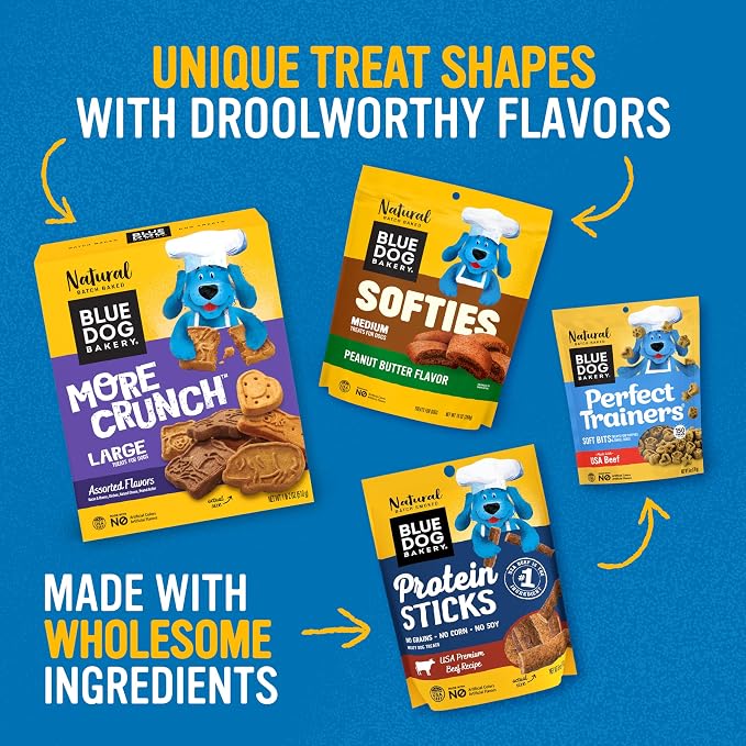 Blue Dog Bakery Natural Dog Treats, More Crunch Large, Peanut Butter, 18oz (6 Count)