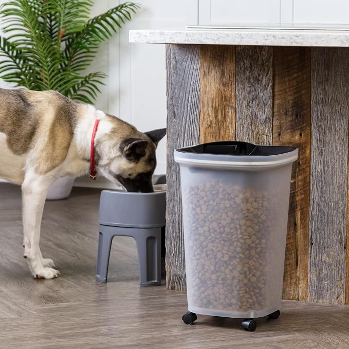 IRIS USA Dog Food Storage Container, Up to 25 lbs, Black, Made in USA