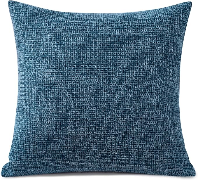 OTOSTAR Linen Throw Pillow Cover Set of 1 Decorative Square Pillowcases Cushion Covers 18x18 Inch for Home Decor Sofa Bedroom Car 45 x 45CM Dark Blue