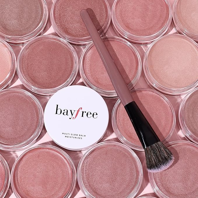 bayfree Multi Cream Blush & Blush Brush Set, Korean Makeup Blush for Cheeks, Multi-Use Face Balm, Lightweight & Hydrating, Blendable Color, Non-Greasy, Soft Bristles for Radiant Finish (Nude Gardenia)