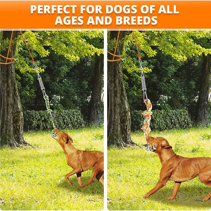 TRSMIMA Spring Pole Rope Toys - Spring Pole for Dogs