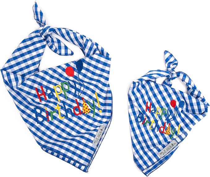 THE WORTHY DOG Icons Classic Tie-On Bandana for Dogs & Cats, Birthday