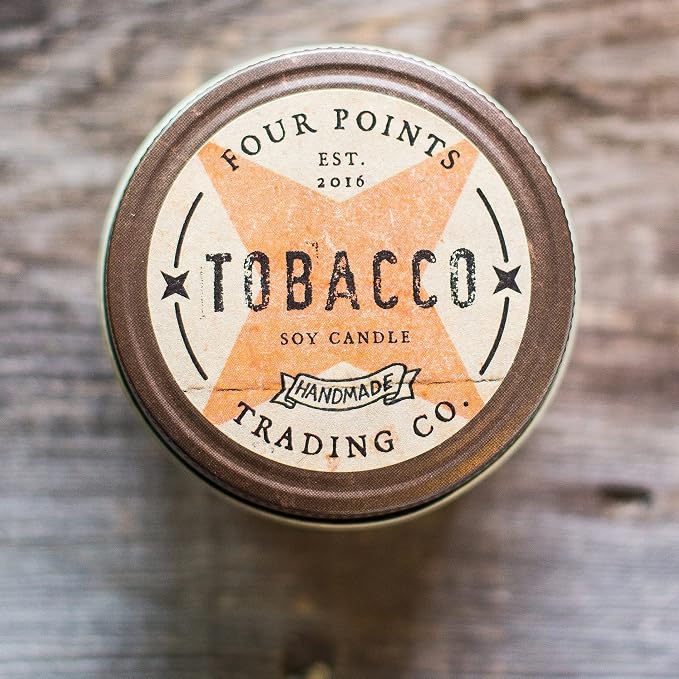 Hand Crafted Tobacco Scented Candle - Soy Aromatherapy Candle with Jar - Great Gift for Birthdays, Anniversary, Christmas, New Year, House Warming, Man Caves and More - 8oz