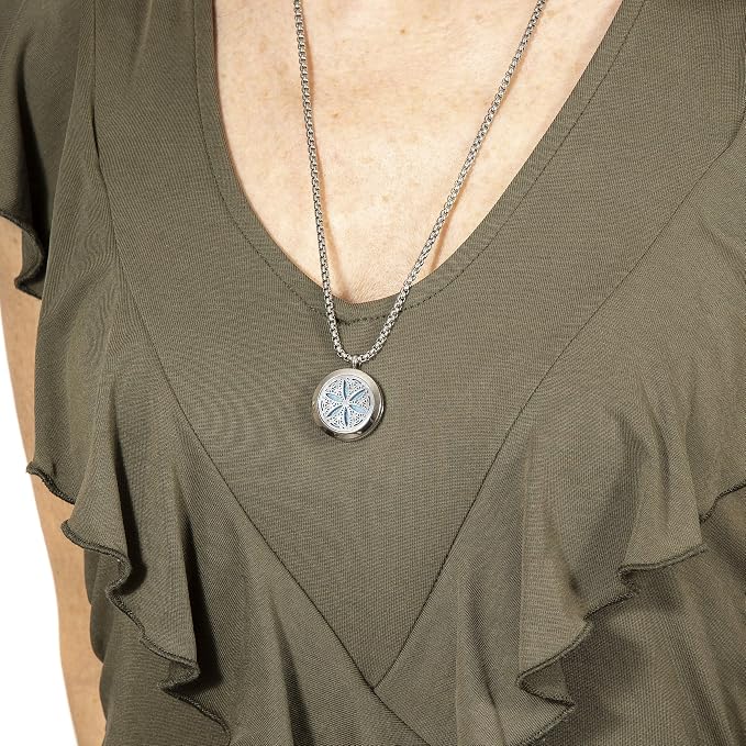 Wild Essentials Tree of Life, Flower of Life and Cross Essential Oil Diffuser Necklace Stainless Steel Locket Pendants with 24 inch Chains and 36 Refill Pads