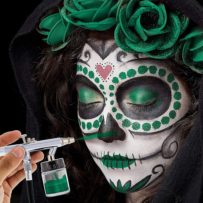 Custom Body Art 8 oz Emerald Water-Based Air Brush Paint for Skin - Face & Body Airbrush Paint for Halloween, Cosplay, Theatrical Makeup & Temporary Tattoos