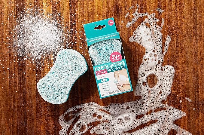 Spongeables Spongeables Exfoliating Body Wash in A Sponge, Sea Salt, Contains Avocado Oil and Vitamin E, Cleanse, Exfoliate, and Moisturize, 3.5 Oz, 20+ Washes, Pack of 2