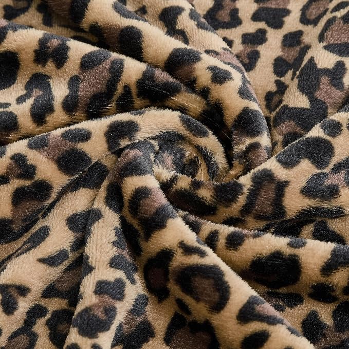Edenleaf Leopard Print Blanket Fleece Throw for Bed Sofa Travel and Camping, Super Soft Cozy Fluffy Plush Cheetah Print Blanket for All Seasons 90"x90" (Mocha Brown)