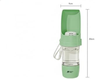 Argo's Pack 2-in-1 Portable Dog Water Bottle with Food Container, 250ml Water + 180ml Food, Foldable Bowl, Leak-Resistant Travel Dispenser for Walking & Hiking (Green)
