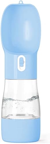 Portable Dog Water Bottle with Food Container Dishwasher Safe-Blue