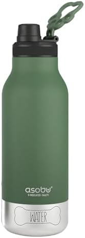asobu Dog Barky Bottle – Insulated Stainless Steel Water Bottle with 2 Removable Dog Bowls for Food, Treats & Water – Pet-Friendly Travel Bottle for Hiking, Road Trips & Outdoor Adventures