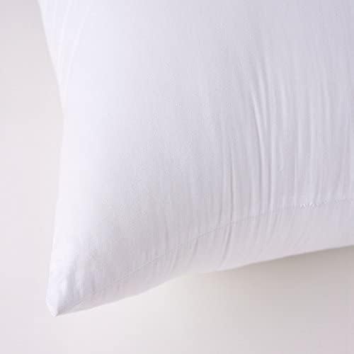 Throw Pillow Inserts, 18x18 Inch Decorative for Sofa, Bed and Chair, Cotton Cover, Set of 2, White