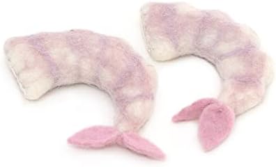 Glaciart One Wool Shrimp Cat Toys with Catnip | Interaction & Boredom Relief, Encourages to Exercise, Explore & Play | Filled w/Organic Herbs to Help Sooth or Reduce Anxiety