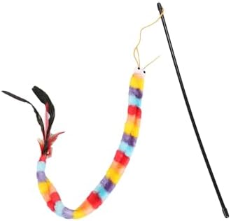 QWINEE Cat Wand Toys, Cat Interactive Toy, Cat Toys for Indoor Cats, Interactive Teaser Toys for Kitten Deep Multicolor One Size