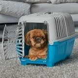 22 Inch Pet Carrier for Dogs and Cats with Plastic Door, Small Dog & Cat Travel Carrier for Vet, Pet Store & Dog Park, Blue Pet Carrier for Small Animals
