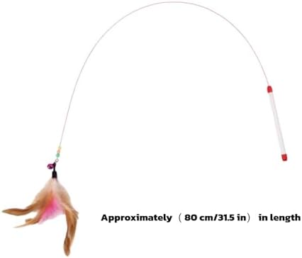 Cat Feather Wand Toy - Steel Wire Feather Interactive Cat Stick Training - Beads Bells Kitten Wand Toys Pet, Funny Kitten Fishing Pole Toy for Bored Indoor Chase & Exercise(1Pcs)