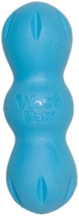 WEST PAW Zogoflex Rumpus Dog Chew Toy – Floatable Toy for Dogs, Aggressive Chewers – Puppy Chewing Toys for Catch, Fetch – Recyclable, Dishwasher-Safe, Small 5.25", Aqua Blue
