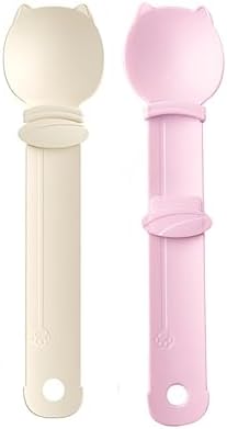 Cat Strip Feeder Spoon - Squeeze & Lickable Treat Dispenser for Wet Food, Multi-Purpose Pet Food Can Accessory (Assorted Colors) (Beige+Pink)