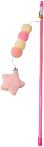 Pink Cat Stick Toy, Cat Teaser Wand Toys, Interactive Cat Toys, Elastic Rope Plush Ball Star Pendant Bite Comfortable Grip, Indoor Cats and Kitten Wand Cat Mice and Animals
