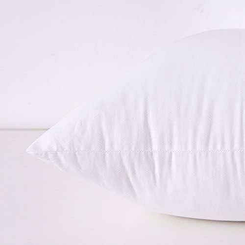 Throw Pillow Inserts, 18x18 Inch Decorative for Sofa, Bed and Chair, Cotton Cover, Set of 2, White