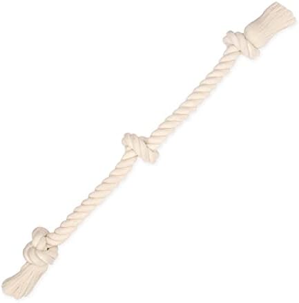 Flossy Chews 100-Percent Cotton White 3-Knot Rope Tug, X-Large, 36-Inch