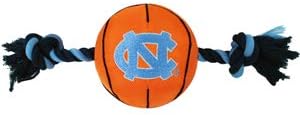 NCAA North Carolina Tar Heels Basketball Rope Toy for Dogs & Cats. Tough Nylon, Sporty Basketball Design, Heavy-Duty Ropes with Inner Squeaker