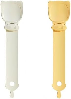 Multifunctional Cat Strip Squeeze Spoon - Cute Cat Head Feeder, 3 Color Strip, Wet Food Dispenser & Treat Spoon (Pet Supplies) (Beige-1PCS+Orange-1PCS)