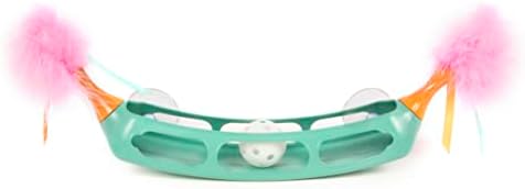 SmartyKat Track Tipper Ball Track Cat Toy w/Suction Cup, Works on Floors & Windows - Blue, One Size
