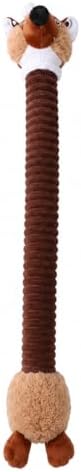 Long Squeaky Dog Toy Plush Stuffed Dog Toy for Aggressive Chewers, Interactive Crinkle Chew Toy for Tug of War, Soft Durable Pet Toy for Small Medium Large Dogs (Brown Fox)