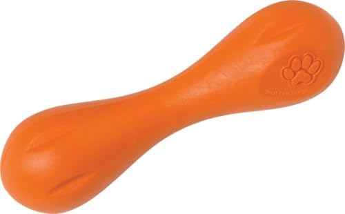 WEST PAW Zogoflex Hurley Dog Bone Chew Toy – Floatable Pet Toys for Aggressive Chewers, Catch, Fetch – Bright-Colored Bones for Dogs – Recyclable, Dishwasher-Safe, Non-Toxic, X-Small, Tangerine