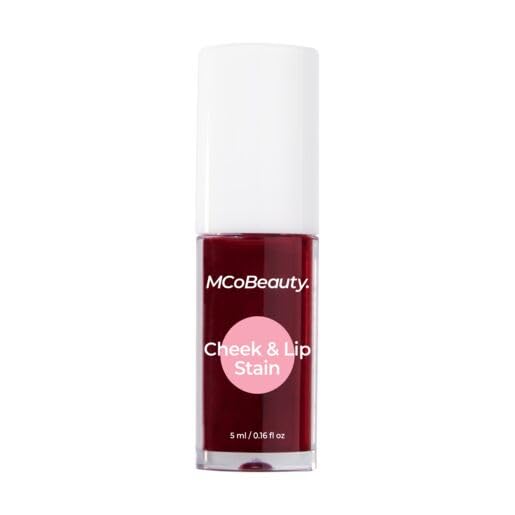 MCoBeauty - Cheek and Lip Stain 2-in-1 Tint - Buildable Rosy Red Color with Vitamin B5 and More - Versatile Water-Based Blush and Lip Tint - Beauty Products