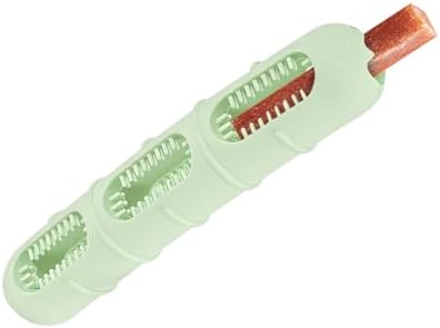 Sausage-Shaped Dog Chew Toy with Teeth Cleaning Bristles (Green)