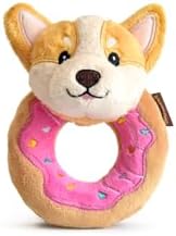 Donut Squeaky Dog Toys,Interactive Durable Puppy Chew Ring Toy,Tough Puppy Teething Toys for Small, Medium, & Large Dogs,Cute Donut Rings Gift for Different Dogs (Corgi Donut)