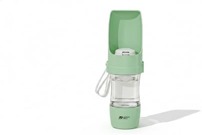 Argo's Pack 2-in-1 Portable Dog Water Bottle with Food Container, 250ml Water + 180ml Food, Foldable Bowl, Leak-Resistant Travel Dispenser for Walking & Hiking (Green)