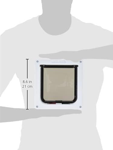 Cat Mate 4-Way Locking Cat Flap Bundle with Wall Liner, White
