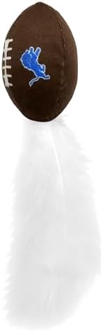 Best Plush CAT Toy - NFL Detroit Lions Complete Set of 3 piece Cat Toys Filled with Fresh Catnip. Includes: 1 Helmet Cat Toy, 1 Football Cat Toy with Feathers & 1 Beer Bottle. Beautiful Team Logos