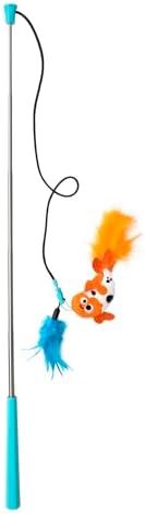 Mad Cat Playing Koi Retractable Feather Wand Cat Toy with Telescopic Handle