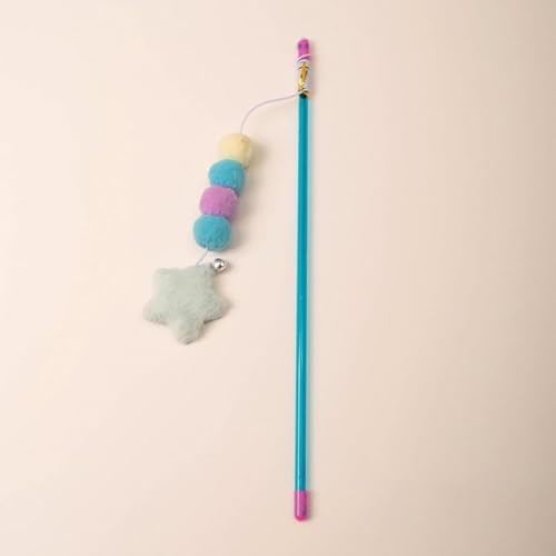 Pink Cat Stick Toy, Cat Teaser Wand Toys, Interactive Cat Toys, Elastic Rope Plush Ball Star Pendant Bite Comfortable Grip, Indoor Cats and Kitten Wand Cat Mice and Animals