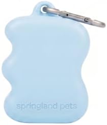 Springland Silicone Dog Training Treat Pouch for Leash, Sky Blue | One-hand squeeze dispenser, food-grade silicone, BPA-free, carabiner included, easy-fill holder for rewards on the go