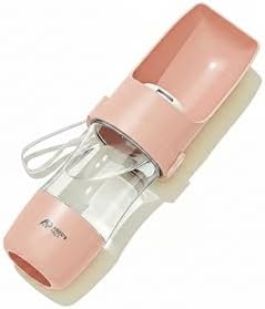 Argo's Pack 2-in-1 Portable Dog Water Bottle with Food Container, 250ml Water + 180ml Food, Foldable Bowl, Leak-Resistant Travel Dispenser for Walking & Hiking (Pink)