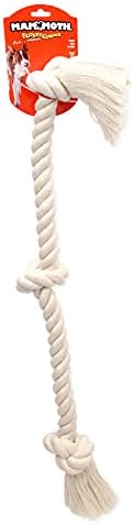 Flossy Chews 100-Percent Cotton White 3-Knot Rope Tug, X-Large, 36-Inch