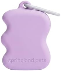 Springland Silicone Dog Training Treat Pouch for Leash, Lilac | One-hand squeeze dispenser, food-grade silicone, BPA-free, carabiner included, easy-fill holder for rewards on the go